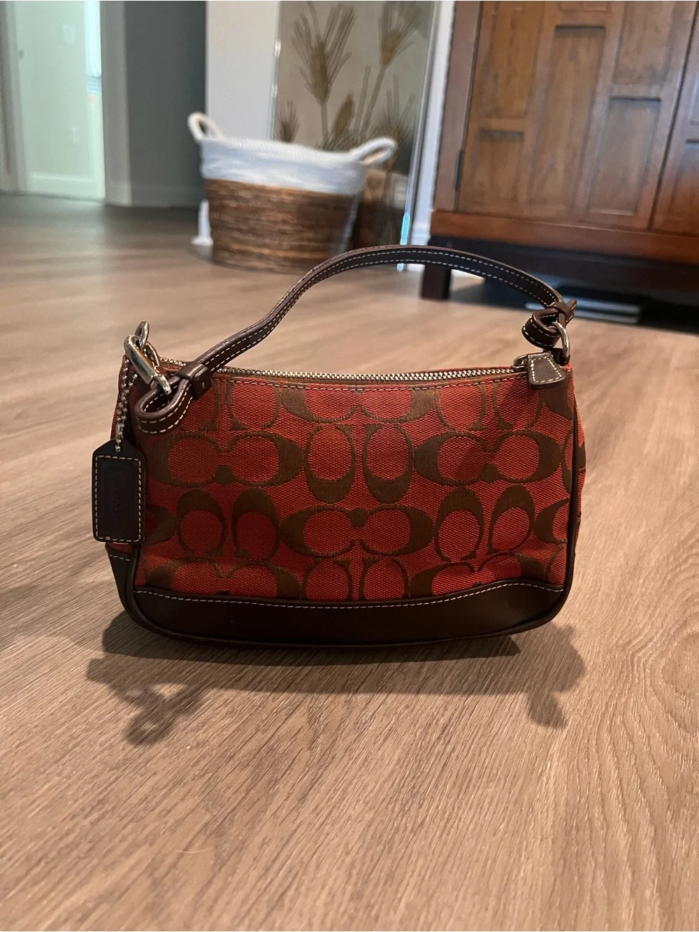 Coach Vintage Y2K Signature Red Brown Leather Mini Demi Shoulder Bag 6094